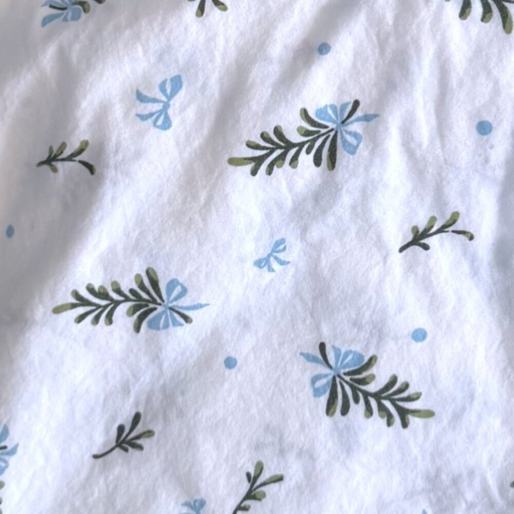 Laura Ashley Merry Mistletoe Queen Sheet Set Cottagecore Blue Green Bow Floral